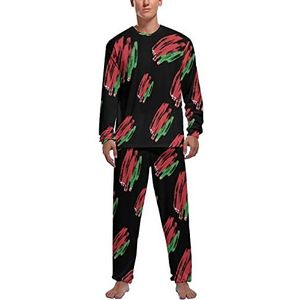 Vintage Wit-Russische vlag zachte heren pyjama set comfortabele loungewear top en broek met lange mouwen geschenken XL