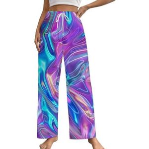 Psychedelic Trippy Loungebroek voor dames, pyjamabroek, print, pyjamabroek, pyjamabroek, pyjama, broek, nachtkleding met trekkoord, 2XL