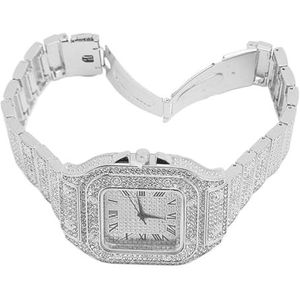 BROLEO Quartz horloge voor dames met nauwkeurige elektrische tijd, fonkelende vierkante legering voor dagelijks gebruik (zilver), Zilver.