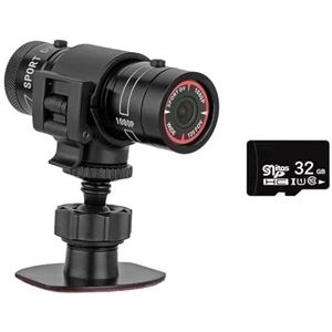 Actiecamera F9 Actie Camera HD 1080 P Fiets Motorhelm Camera Outdoor Sport DV Video DVR Audio Recorder Dash Cam for Auto Fiets (Color : Camera Add 32G, Size : XS)