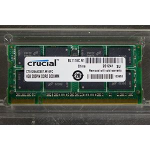 Crucial CT51264AC667 PC667 Notebook werkgeheugen 4GB (667 MHz, SO DIMM 200-polig) CL5.0 DDRII RAM-kit