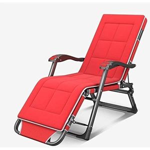 GEIRONV Tuin ligstoelen, met kussen Fauteuils Stalen voeten Ligstoel Tuinmeubilair Bed Strand Zwembad Patio Opvouwbare verstelbare stoel Fauteuils (Color : Red+cushion)