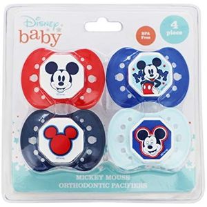 Cudlie Disney Mickey Mouse Baby Boy 4 Pack of Pacifier, Varsity Blues