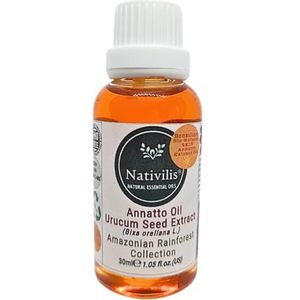 Nativilis Amazonian Urucum Seed Extract Annatto Oil 30 ml (Bixa orellana L.) Emolient for Suncream Lotion – Brazilian Bio-Natural Skin Tanning Oil - Copaiba Benefits