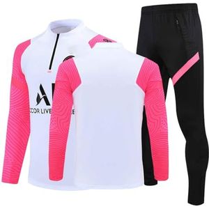 LOXCZI Voetbalclubjerseys voor Heren voetbaltrainingspak van Parijs, sportkleding met lange mouwen van mannen, trainingspak voetbal Sporttraining fitness trainingspak Joggingbroek joggingpak,Roze