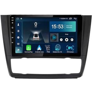Android 14.0 2 Din Autoradio 9"" Touchscreen Auto Stereo voor BMW 1 Series 2008-2012 met Draadloze Carplay Android Auto GPS navigatie AHD Omgekeerd beeld Stuurwielbediening(B,S-2(2G+32G))