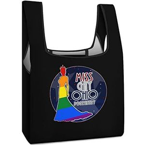 Miss Gay Ohio herbruikbare boodschappentassen opvouwbare boodschappentassen grote opvouwbare draagtas met lange handgrepen