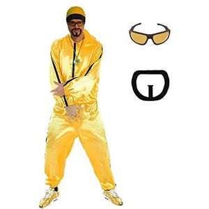 MJPARTY Heren jaren 90 rapper verkleedkostuum schelppak pak trainingspak rapper kostuum (L (borst: 111-1122 cm)