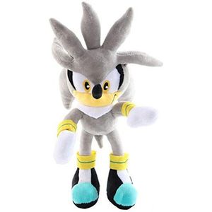 Htipdfg Pluche dieren 28 cm Sonic pluche speelgoed Amy Rose Sonic-Shadow-zilver De egeltails Knuckles De Echidna zachte gevulde dieren pop kindercadeaus (Kleur: Silver The Hedgehog)