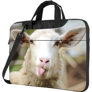 OPSREY Grappige Ondeugende Schapen Tong Leuke Dier Gedrukt Laptop Tas Ultradunne Laptop Sleeve Draagbare Computer Beschermende Tas