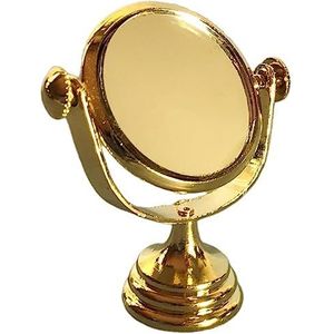 Poppen Huis Scheren Make-up Spiegel Messing Gouden Kaptafel Badkamer Accessoire