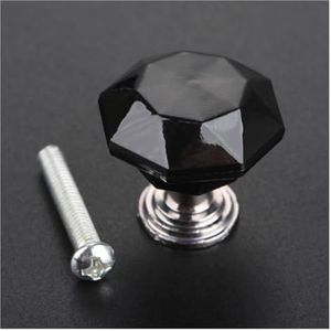 ORAMAI 24 mm elegante diamanten kristallen kastdeurknop ladekast kledingkast trekgreep transparante meubelen miniknoppen en handgrepen (Color : Black Knob)