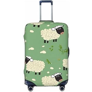 AdaNti Leuke Cartoon Schapen Print Reizen Bagage Cover Elastische Wasbare Koffer Cover Bagage Protector Voor 18-32 Inch Bagage, Zwart, XL