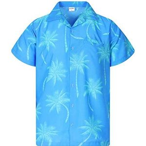 King Kameha Hawaïhemd met korte mouwen, zomerhemd, feesthemd, Palmshadow-turquoise, 3XL