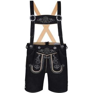 TR Martha Premium lederhose voor heren, elegante klederdrachtbroek, maat 46-60, korte klederdrachtbroek met bretels, Oktoberfest, designer-lederhose in 3 kleurvarianten, zwart, 54