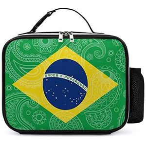 Braziliaanse Paisley Vlag Draagbare Geïsoleerde Lunch Tassen Box Tote Volwassenen Koel Tas voor Mannen & Vrouwen Werk Picknick