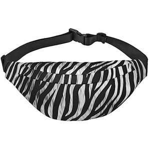 Zebra print heuptasjes voor dames en heren, lichtgewicht verstelbare heuptas voor reizen, wandelen, fietsen, Zwart, Eén maat