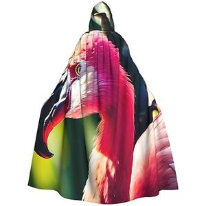 SSIMOO Tropische Flamingo's En Ananas Volwassen Party Decoratieve Cape, Volwassen Halloween Hooded Mantel, Cosplay Kostuum Cape