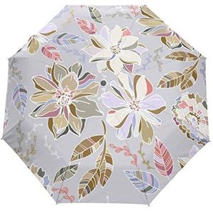 Jeansame Vintage Bloemen Paars Lavendel Vouwen Compacte Paraplu Automatische Regen Paraplu's voor Vrouwen Mannen Kid Boy Meisje