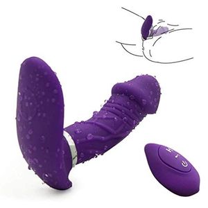 Silicone Butterfly Vibrator Ladies Dildo Vibrator, Women Panties Vibrator G-spot Stimulation, Vagina, Clitoris and Anus Sex Toys with 10 Vibration Modes, Pajamas Dildo Cock Ring