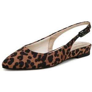 LifeStride Dames Percy Slingback Flat Mary Jane schoen, Bruin luipaardpatroon, 44 EU Breed