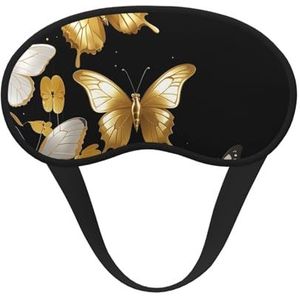 Slaap-oogmasker voor dames en heren, zacht, comfortabel slaapmasker, verduisterend, slaapoogbedekking voor reizen, yoga, dutje, werk, goud, wit, vlinders, zwart
