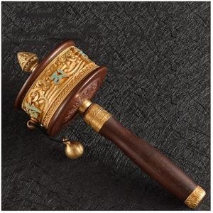 ApuaVireo&Co Koperen handgebedsmolen Tibetaans gesneden boeddhistische handheld