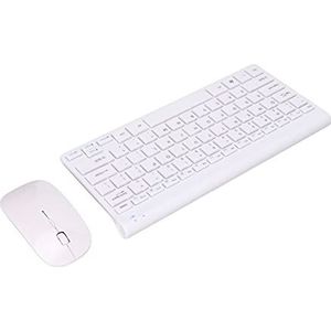 BROLEO Draadloos toetsenbord en muis, intelligente slaap, klein, draagbaar, draadloze technologie 2,4 G, draadloze muis en toetsenbord voor kantoor thuis (wit)