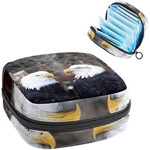 hawk Print,Periode Pouch Draagbaar,Tampon Opbergtas,Tampon Houder voor Portemonnee Vrouwelijke Product Organizer, Meerkleurig, 4.7x6.6x6.6 in/12x17x17 cm