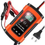NWOUIIAY Acculader voor de auto, 6 A/12 V, intelligente druppellader met lcd-scherm, autoaccu en motoracculader
