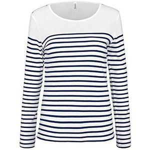 Kariban Marinière - T-shirt met lange mouwen - K386 - dames, Wit gestreept blauw, S