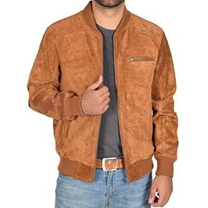 Heren Real Suede Bomberjack Uitgerust Klassieke Kleuren Zwart Bruin Navy Tan - Wade, bruin, L