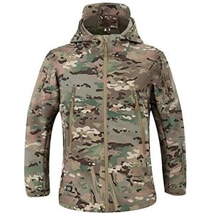MakingDa Heren waterdichte jassen, casual capuchonjas, softshell fleece gevoerde hardloopjassen, geschikt voor tactisch team, militair, werk, vissen, jagen, klimmen, CP-Camo, L