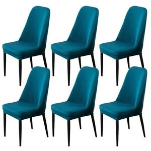 Eetkamerstoelhoes, eetkamerstoelhoezen, 4-pack eetkamerstoelhoezen polyester, stretchstoel hoes afneembare accentstoel hoes for woonkamer hotel-groenblauw-set van 4(Color:Teal)