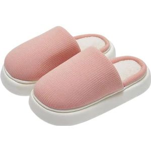 kumosaga Dames winter warme comfortabele pluche pantoffels, 2023 Nieuwe Cloud Slippers for dames en heren, Antislip effen kleur binnenpantoffels for dames (Color : B-pink, Size : 36-37)