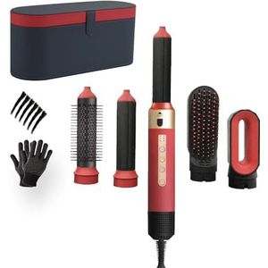 XANAA® - 5in1 Multistyler Pro Red Velvet - Highspeed 110.000 RPM - Luxe opbergdoos zwart - Fohnborstel - Föhn - Airstyler - Heteluchtborstel - Krulborstel - Hairstyler - met warmte tot 110 graden.