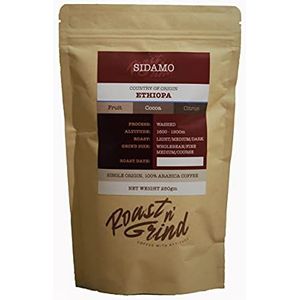 250 g Ethiopische Sidamo koffiebonen | Roast N' Grind koffie | 100% specialiteit Arabica koffie | Fair Trade, Bio & Palmolie vrij