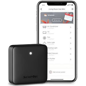 SwitchBot Hub Mini Inteligente Afstandsbediening - IR blaster, Link SwitchBot aan Wi-Fi, Control Air Conditioner, compatibel met Alexa, Google Home, HomePod, IFTTT (Zwart)