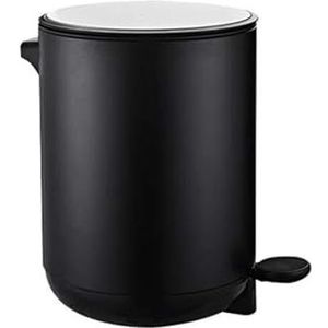 afvalbak 8 liter ronde metalen trap prullenbak prullenbak, vuilnisbak - for badkamer, slaapkamer, keuken, kantoor keuken (Size : Noir)