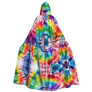 FRESQA Tie Dye Hippies Party Decor Mantel, Volwassen Hooded Cape,Ultieme Heksenmantel voor Halloween-bijeenkomsten