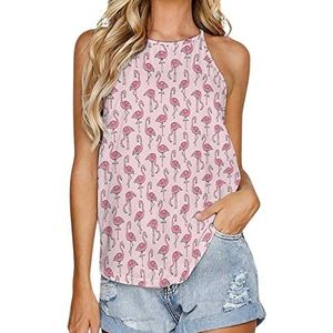 Flamingo's in Roze Zomer Mode Tank Tops Vrouwen Casual Mouwloos T-shirt Ronde Hals Vest M