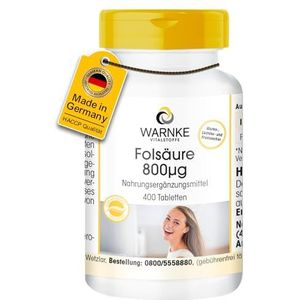 Foliumzuur 800μg - 400 tabletten - 800μg per tablet - Vruchtbaarheid en zwangerschap - Duitse apothekerskwaliteit - hoge dosering - veganistisch | Warnke Vitalstoffe