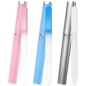 Aoshang 3 stuks glazen nagelvijl, kristallen nagelvijl dubbelzijdig geëtst vijloppervlak vingernagelvijlen, professionele manicure/pedicure nagelverzorgingsgereedschap voor natuurlijke nagels met