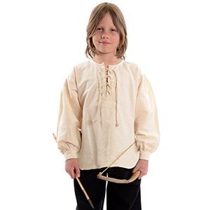 HEMAD Middeleeuws piratenhemd voor kinderen - overhemd met veters - Katoen S-XXXL - Beige L