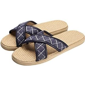 sandalen Linnen Paar Thuis Slippers, Open Teen Slippers, Vrouwen Heren Unisex Wasable Katoen Open-teen Thuis Slippers Indoor Schoenen Comfortabel Zacht Linnen Kruis Dames Slippers
