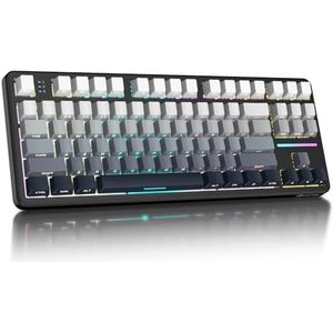 ATTACK SHARK X87 80% draadloos mechanisch gamingtoetsenbord, BT5.0/2.4G/USB-C hot-swap pakking, RGB lineaire schakelaar 4000mAh, gegraveerde PBT-toetsenkap aan de zijkant voor pc/MAC-Zwart Wit