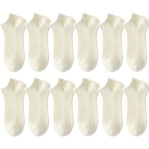 YIJIANUO 12 Pairs Nieuwe Vrouw Katoenen Sokken Korte Dunne Mesh Ademend Sok Korte Laag Cut Kleurrijke Zomer Meisje Sok, Melkachtig Wit, EUR 37-42