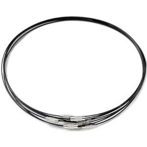 10 stks/partij 46 cm zilver roestvrij stalen ketting sieraden draad koord ambachtelijke accessoires sleutelhanger maken choker armbanden DIY tool-zwart