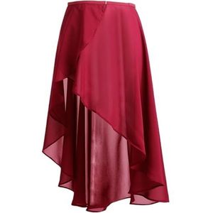 UBOHUZ Dames Ballet Rokken Chiffon Jurk Tule Rok Polyester Dans Kostuums voor Volwassenen voor Vrouwen, Rood, M
