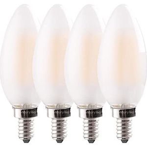 LED Kandelaar Lamp C35/B11 6W, Dimbare Kroonluchter LED Kandelaar, Frosted Glas, E14 Base 2700K Zacht Wit 60W Equivalent, 4-Pack (Bullet Top)